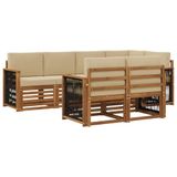 vidaXL Buiten bankenset 6 st Naturel Massief Acaciahout en Polyester