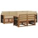 vidaXL Buiten bankenset 6 st Naturel Massief Acaciahout en Polyester
