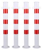 Poteaux de fermeture blancs avec œillets, diamètre 76 mm, hauteur 750 mm, set de 4