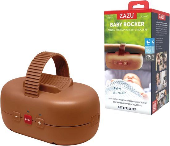 ZAZU Robby the Rocker – Automatische Kinderwagen Schommelaar met Huilsensor – 5 Wiegstanden – USB-C Oplaadbaar – IPX1 Spatwaterbestendig – Bruin