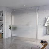 FortiFura Galeria Vrijstaande Inloopdouche - 180x200cm - helder geribbeld - antikalk - 8mm veiligheidsglas - 2 zijwanden - 40cm - wandsteunen en hoekprofielen - PVD - geborsteld RVS