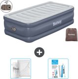 Bestway luchtbed - 2-Persoons - 152 x 203 x 51 cm - Blauw - Inclusief pomp, Hoeslaken en Reparatieset
