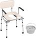 VEVOR Toiletstoel, Commode met Gevoerde Zitting, Neerklapbare Armleuningen, 7-Niveaus In Hoogte Verstelbaar 490-640mm, Afneembare Emmer, Draagvermogen 158,8 Kg, Draagbaar Toilet voor Volwassenen