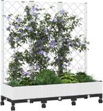 vidaXL Tuinplantbak met schutting en wielen Wit 120 x 40 x 131,5 cm PP
