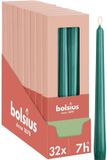 Bolsius - Glanzende dinerkaarsen - 32 stuks - Groen - 24,5 cm - 7 branduren