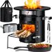 Merkloos Rocket Stove met Gietijzeren Grillpan en Draagtas - Ideaal voor Camping en BBQ