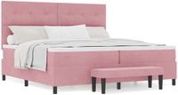vidaXL Boxspringbed met hoofdeinde Roze 200 x 200 cm Fluweel