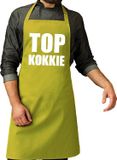 Bellatio Decorations Top kokkie barbeque schort / keukenschort lime groen voor heren - bbq schorten