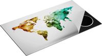 Chefcare Inductie Beschermer Kleurrijke Wereldkaart - Abstract - 90x55 cm - Multicolor