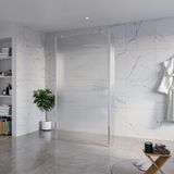 FortiFura Galeria Vrijstaande Inloopdouche - 110x200cm - helder geribbeld - antikalk - 8mm veiligheidsglas - 2 zijwanden - 40cm - wandsteunen en hoekprofielen - hoogglans chroom