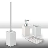 GEDY Queenstown 4-delige badkamerset van keramiek in wit met zeepdispenser, tandenborstelhouder en toiletborstel