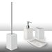 GEDY Queenstown 4-delige badkamerset van keramiek in wit met zeepdispenser, tandenborstelhouder en toiletborstel