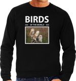 Bellatio Decorations Birds of the World Dieren foto sweater Kerkuil - zwart - heren - cadeau trui uilen liefhebber XL