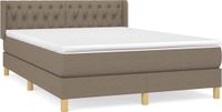 vidaXL Boxspring met matras stof taupe 140x200 cm