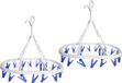Merkloos CM Wasgoed droogcarrousel/droogmolen - 2x - 20 clips/knijpers - wit/blauw - kunststof - 29 x 42 cm