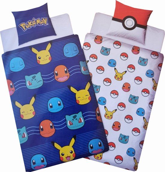 Pokemon Dekbedovertrek Pikachu - Eenpersoons - 140x200cm - Blauw