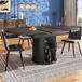 Table de salle à manger extensible - Table de cuisine ronde - Pour des repas conviviaux - Avec espace de rangement - 158 cm - Noyer noir