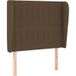 Tête de lit avec oreilles marron foncé 103x23x118/128 cm tissu