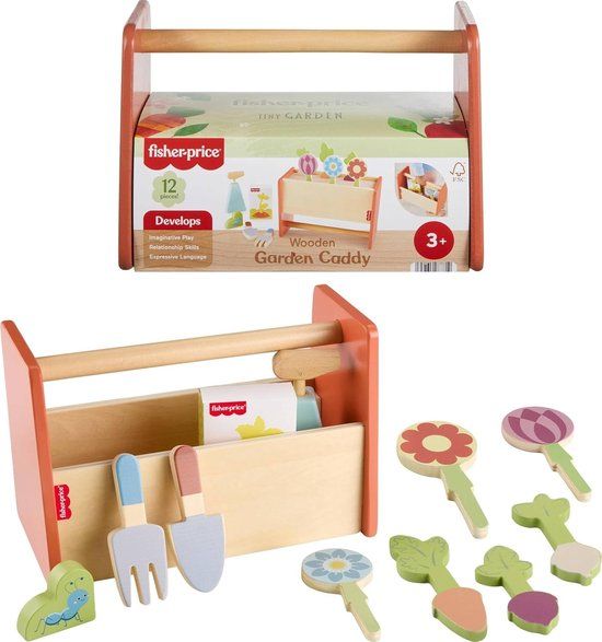 Top1Toys Fisher-Price Houten Tuin Gereedschap Speelgoed Set voor Kinderen