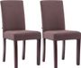 CLP Ina Set van 2 Eetkamerstoelen - Zonder armleuning - Hout - Stof - bruin cappuccino