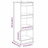 vidaXL Boekenkast - 3-laags - 103 cm - Zwart eiken