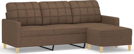vidaXL Driezitsbank met voetenbank 180 cm stof bruin
