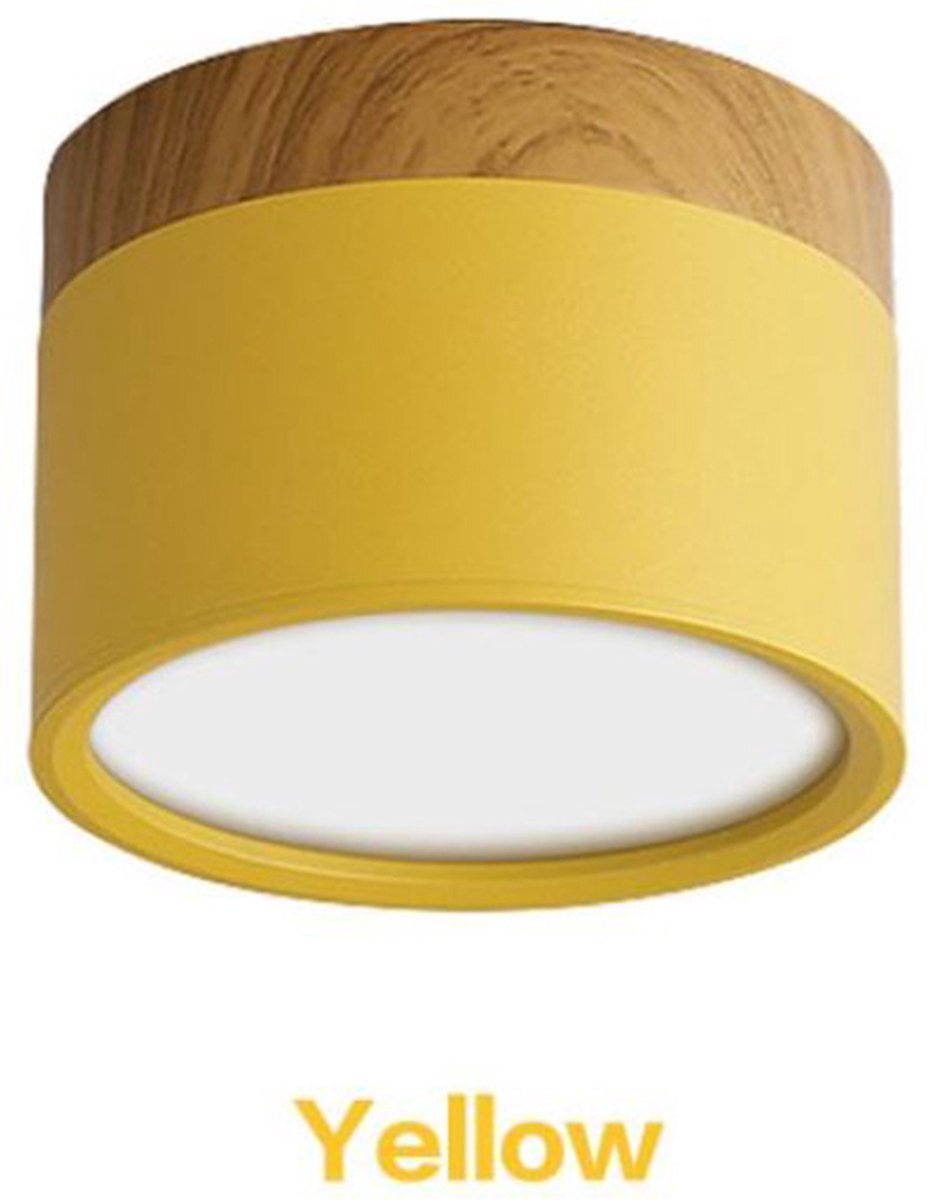 DW4Trading DW4Trading® - Gekleurde opbouw dimbare led verlichting - geel/hout - rond 75mm - 230Vac