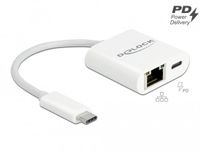Delock USB Type-C™ Adapter to Gigabit LAN 10/100/1000 Mbps with Power Delivery port white