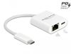 Delock USB Type-C™ Adapter to Gigabit LAN 10/100/1000 Mbps with Power Delivery port white