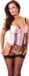 Rimba Amorable Rimba Roze bustier met zwarte rijgsluiting incl. string en kousen - maat M/L