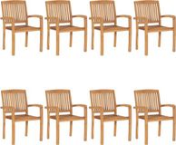 vidaXL Chaises de jardin empilables, 8 pièces, bois de teck massif