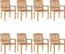 vidaXL Chaises de jardin empilables, 8 pièces, bois de teck massif