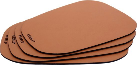 NOOBLU - PEBL leren onderzetter - cognac leer - set van 4