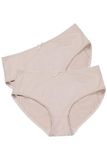 Ulla Popken - Dames - Slips set van 2 microvezel - Beige - Maat 46+
