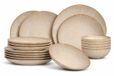 Cookinglife Serviesset Coastal Lines Ocean Beige 18-delig / 6 personen - 6 dinerborden, 6 ontbijtborden en 6 diepe borden