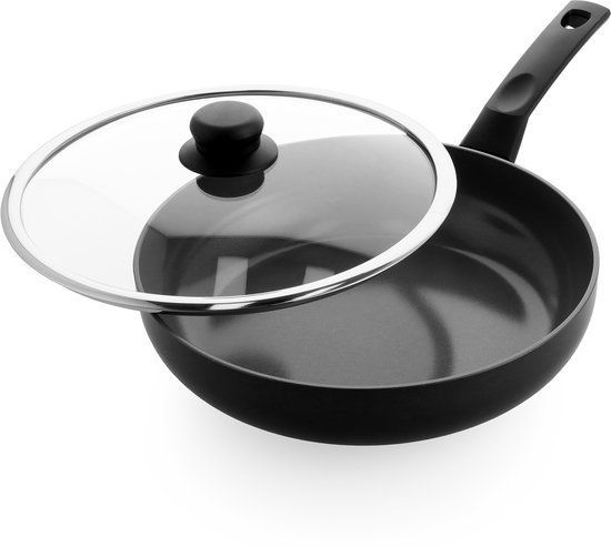 BK Easy Basic Ceramic Hapjespan 28 cm - Zwart - Met Deksel - PFAS-vrij