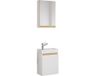 VCM Set de 3 pièces pour WC invités avec lavabo et armoire à glace – Lavabo d'invités peu encombrant avec espace de rangement – Dimensions meuble bas : H. 55 x L. 41 x P. 22 cm, miroir H. 58 x L. 40 x P. 13 cm Cosila