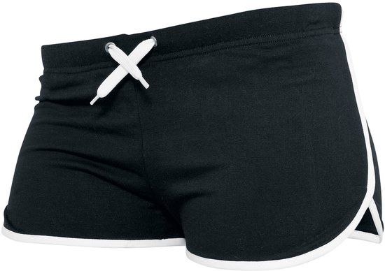 Urban Classics French Terry Dames Hotpants - Zwart/Wit - XS