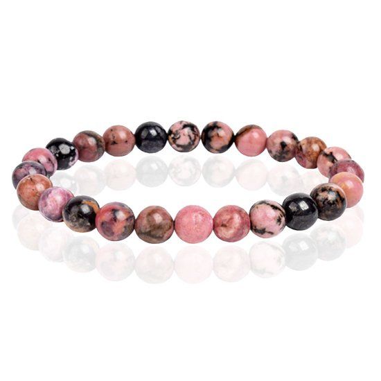 Memphis Lookinggoodtoday Natuursteen Armband met 8mm Kralen Memphis - Rhodonite
