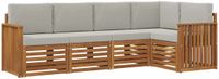 vidaXL - Bank loungeset - 5 zitplekken - Naturel en lichtgrijs - Polyester