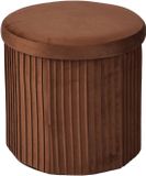 Merkloos Relaxdays Poef met opbergruimte - 38 cm - fluweel - mokka