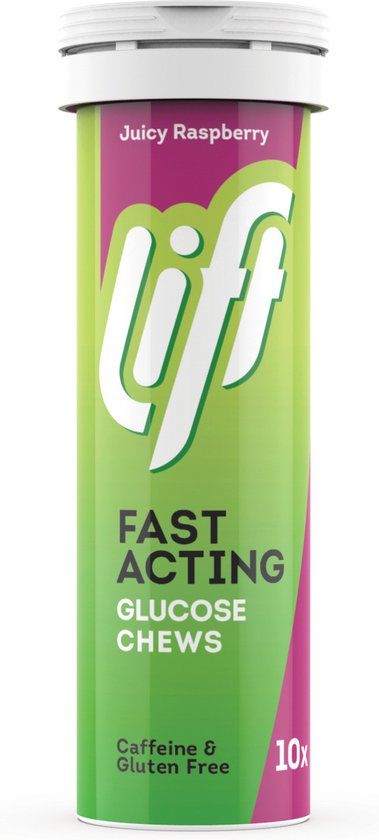 LIFT Glucotabs Framboos - 10 Kauwtabletten - Meeneembuis