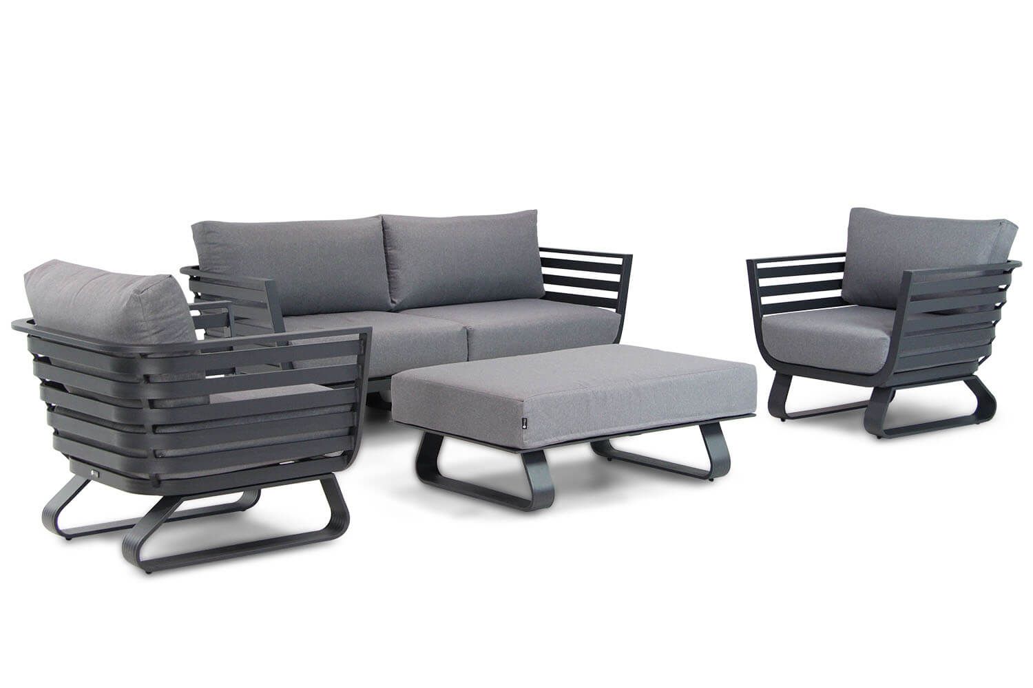 Santika Furniture Sovita stoel-bank loungeset 5-delig antraciet