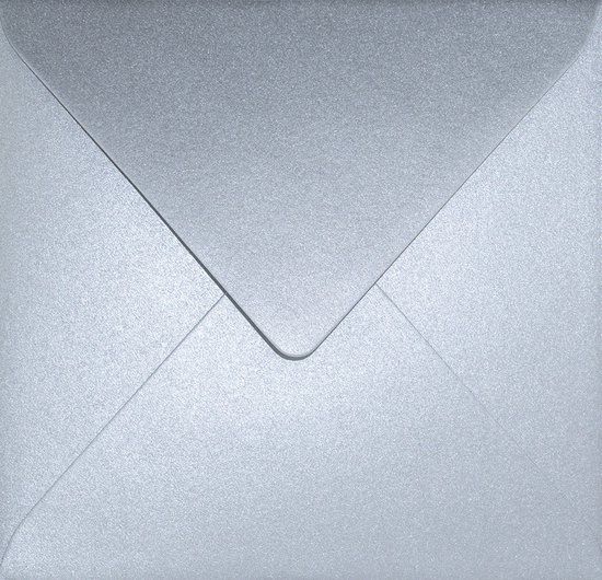 Netuno Metallic (parelmoer) zilveren enveloppen vierkant K4-153 - 153 x 153 mm - 25 stuks - NK natgelijmde - 120 gram - Aster Metallic