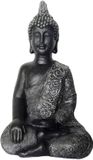 Relaxdays Boeddhabeeld - 45 cm - Polystone - Zwart/Zilver