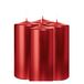 Wiedemann Cilinderkaars/stompkaars - 4x - metallic rood - 15 x 7 cm - 63 branduren - zuilkaarsen