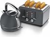Arendo ontbijtset, 2-delig, waterkoker VINTAGE, broodrooster BREAKFAST X2, cool grey