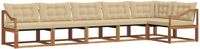 vidaXL - Hoek loungeset - 6 zitplaatsen - Acacia hout - Natuurlijk en beige