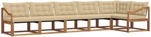vidaXL - Salon d'angle - 6 places assises - Acacia bois - Naturel et beige