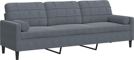 vidaXL 3-zitsbank met sierkussens 210 cm fluweel donkergrijs